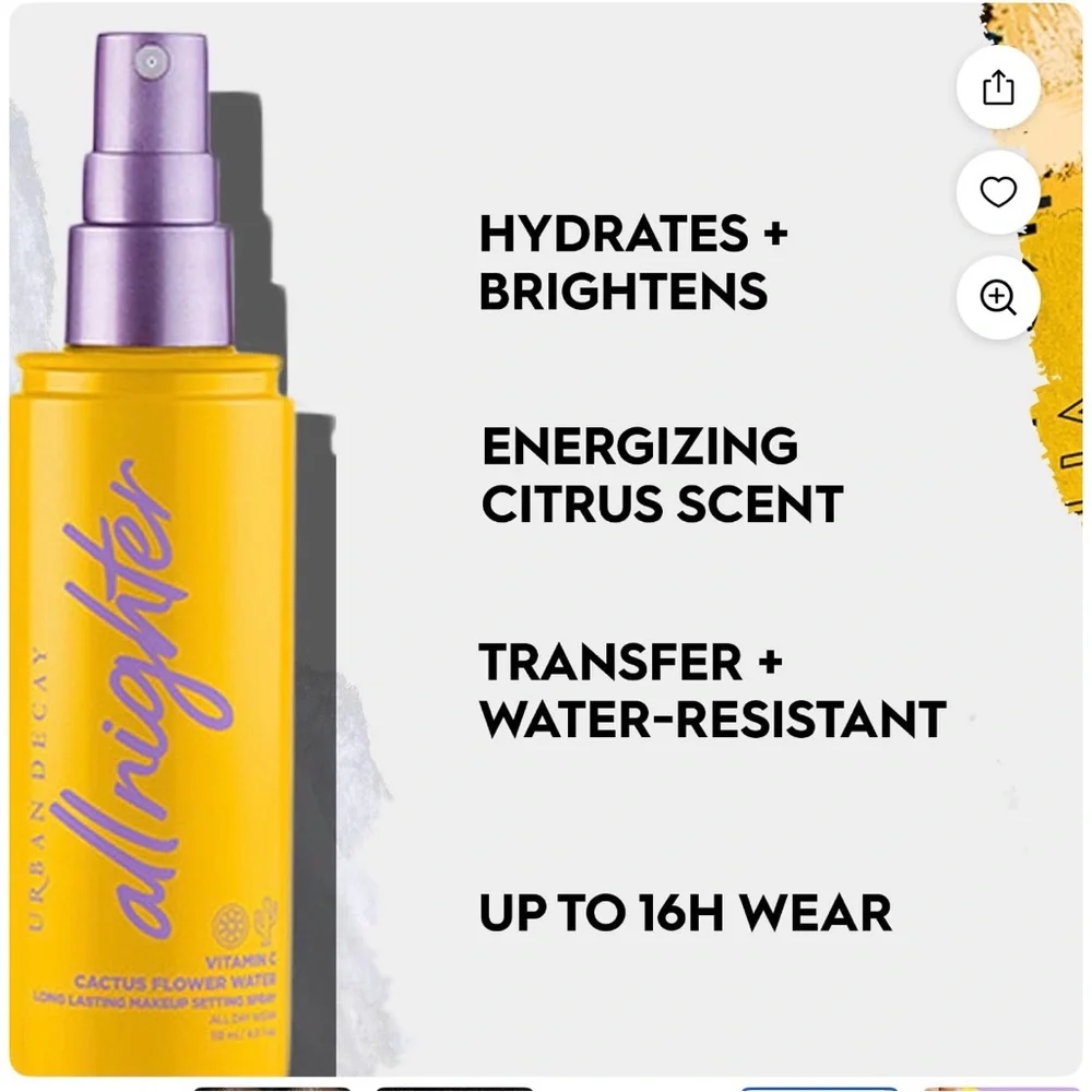 Urban Decay Cosmetics All Nighter Waterproof Glow Setting Spray, NIB, 4 ounces
